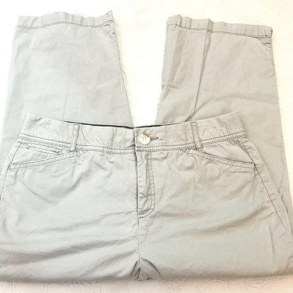 C&B Classic Cotton Blend Khaki Stretch Comfort Waist Capri Ankle Crop Pant 10 - Picture 1 of 6